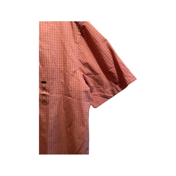 Van Heusen men’s large 16-16.5 button down sort sleeve shirt NWT orange plaid - Picture 2 of 6